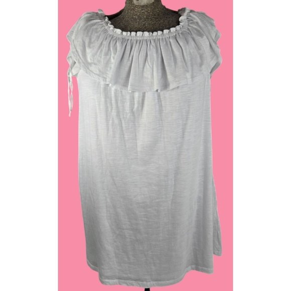 NWT White Ruffle Off-Shoulder lined Top By Saks Fifth Avenue Boho cottage‎ - Picture 1 of 11